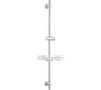 Görbach Barra de Ducha 100 cm de Acero Inoxidable, Columna Sin Grifo con Soporte de Alcachofa y Soportes de pared, Estante Ducha Ajustable en Altura, Cromo