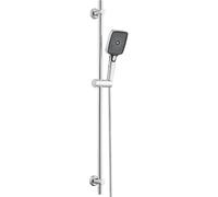 Görbach Barra de Ducha con Alcachofa de Ducha 3 funcións, Acero inoxidable Columna Ducha sin Grifo con Soporte Ajustable y Manguera, Compatible con Orificios Existentes, 100 cm Cromado