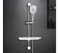 Görbach Barra Ducha Cromado 70 cm Columna Ducha INOX con Estante Ducha Barra Ducha con Deslizador y Soporte de Pared Ajustable,Sin Grifo,Con Ducha Mano con 3 funcións (HB1210CP + Estante).