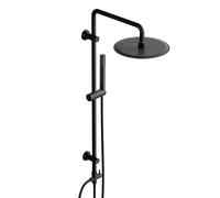 Görbach Columna de Ducha de lluvia sin Mezclador Grifo, Set ducha Acero inoxidable con Barra de Ducha 92 cm, Conjunto Ducha Baño con Ducha Mano y Cabezal Ducha Rociador Redonda XL D25 cm, Negro