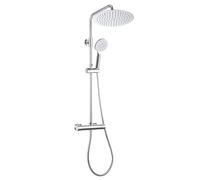 Görbach Columna de Ducha Grifo Termostático Acero inoxidable 304 Sistema Ducha Monomando con Mezclador Termostático Columna Ducha Hidromasaje con Ducha Cuadrada Lluvia Cromo D30cm
