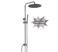 Görbach Columna Ducha sin Grifo, Set Ducha de Altura Ajustable Conjunto Ducha Acero Inoxidable con Alcachofa y Cabezal Ducha lluvia 30cm Gris Gunmetal cepillado