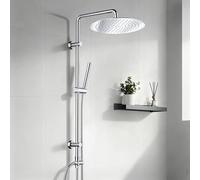 Görbach Columna de Ducha sin Grifo Acero Inoxidable Columna de Hidromasaje Altura Adjustable Conjunto Set de Ducha con Ducha Mano y Cabezal Ducha Rociador en Acero INOXI D30cm