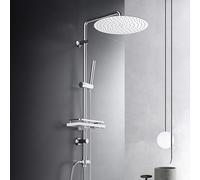 Görbach Columna de Ducha sin Grifo Acero Inoxidable Columna de Hidromasaje Altura Adjustable Conjunto Set de Ducha con Ducha Mano,Estante y Cabezal Ducha Rociador D30cm.