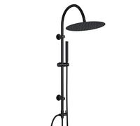 Görbach Columna de Ducha sin Grifo, Negro Set Ducha en Acero Inoxidable Altura Adjustable Conjunto Ducha Baño con Ducha Mano y Cabezal Ducha Rociador D30cm