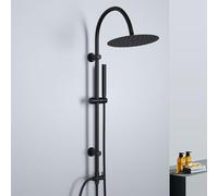 Görbach Columna de Ducha sin Grifo, Negro Set Ducha en Acero Inoxidable Altura Adjustable Conjunto Ducha Baño con Ducha Mano y Cabezal Ducha Rociador D25cm