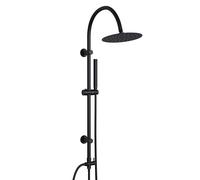 Görbach Columna de Ducha sin Grifo, Negro Set Ducha en Acero Inoxidable Altura Adjustable Conjunto Ducha Baño con Ducha Mano y Cabezal Ducha Rociador D20cm