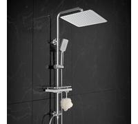 Görbach Columna de Ducha sin Grifo Set Ducha Acero Inoxidable Altura Adjustable Conjunto Set Juego Ducha Baño con Ducha Mano, Estante y Cabezal Ducha Rociador 25 * 25CM