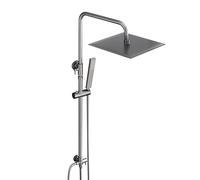 Görbach Columna de Ducha sin Grifo Set Ducha Acero Inoxidable Altura Adjustable Conjunto Set Juego Ducha Baño con Ducha Mano y Cabezal Ducha Rociador 30 x 30CM Gris Gunmetal cepillado