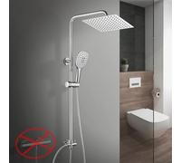 Görbach Columna Ducha sin Grifo Set Ducha sin Thermostato de Altura Adjustable Conjunto Ducha Baño Cromada Acero Inoxidable Sistema Ducha con Alcachofa Ducha Mano Cabezal Ducha 20x20cm