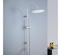 Görbach Columna de Ducha sin Grifo, Set Ducha en Acero Inoxidable Altura Adjustable Conjunto Ducha Baño con Ducha Mano y Cabezal Ducha Rociador redondo D20cm, Cromo