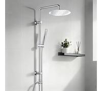 Görbach Columna de Hidromasaje Columna de Ducha Completo sin Grifo Acero Inox Barra de Altura Adjustable Set Ducha con Ducha Mano y Cabezal Ducha Rociador en INOXI D20cm