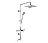 Görbach Columna de Hidromasaje sin Grifo Set Ducha Acero Inoxidable Altura Adjustable Conjunto Set Juego Ducha Baño con Ducha Mano, Estante y Cabezal Ducha Rociador ABS20*20cm