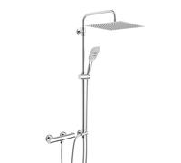 Görbach Columna Ducha Monomando con Mezclador Termostático Set Ducha Acero inoxidable 304 con Grifo Termostático Sistema Ducha Columna con Ducha Cuadrada Lluvia Cromo U-3030