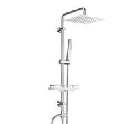 Görbach Columna Ducha sin Grifo Columna de Hidromasaje Set Ducha Completo Acero Inoxidable 304 Barra Altura Adjustable con Alcachofa Ducha Mano,Estante y Cabezal Lluvia 20x20cm