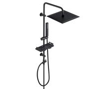 Görbach Columna Ducha sin Grifo Columna de Hidromasaje Set Ducha de Altura Ajustable Acero Inoxi Sin Thermostato Monomando con Ducha Mano,Estante y Alcachofa Cabezal Ducha Lluvia 30x30cm