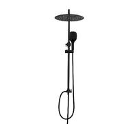 Görbach Columna Ducha Negro sin Grifo Set Ducha de Altura Ajustable Sistema Ducha Baño Acero Inoxidable 304 Juego ducha con Alcachofa Ducha Mano Cabezal Ducha lluvia D30cm.