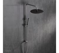 Görbach Columna de Ducha Gris Gunmetal cepillado sin Grifo, Set de Ducha de lluvia, Conjunto Ducha con Barra de ducha de Altura Adjustable Juego de ducha con Alcachofa y Cabezal Ducha Rociador D20cm