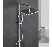 Görbach Sistema de ducha de acero inoxidable sin grifería, juego de ducha de lluvia cromado, ahorro de agua, barra de ducha ajustable en altura 74 - 114 cm, cabezal de ducha XXL 35 x 25 cm