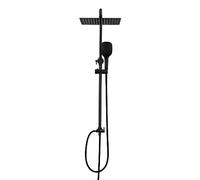 Görbach Sistema de Ducha Negra sin Grifo Columna Ducha Negra Hidromasaje Conjunto Ducha Altura Adjustable Set de Ducha Baño Juego Ducha Cascada Efecto Lluvia Rociador Ducha 25x25cm