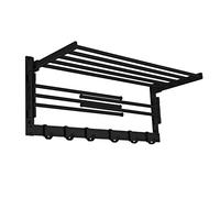 Görbach Toallero Baño Multifuncional de Aluminio Toallero para Baño Estante de Toallas Toallero con Barra para Toallas Anticorrosión Negro(5-60MS)