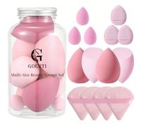 GOERTI Beauty Blender - Juego de 14 esponjas de maquillaje de varios tamaños para base, líquido, polvo, esponjas triangulares, mini licuadora de belleza, esponja de polvo para el pulgar, reutilizable