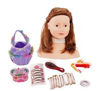 Götz 1192053 postizo con Pelo castaño y Ojos Marrones - Cabezal de peluquería y Maquillaje de 28 cm de Altura en Set de 57 Piezas - Apto para niñas a Partir de 3 años