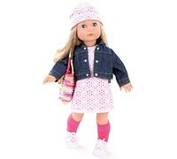 Götz 1490366 Precious Day Girls Jessica Color&Lace - Muñeca de 46 cm con Pelo Largo Rubio y Ojos durmientes Azules - Set de 10 Piezas