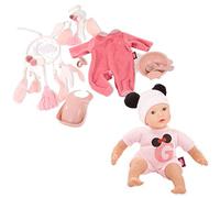 Götz 2220152 Muñeca Muffin Nighty Night - Muñeca bebé de 33 cm de Altura con Ojos Azules para Dormir y sin Pelo - Muñeca de Cuerpo Blando en un Juego de 10 Piezas - Apta a Partir de 18 Meses