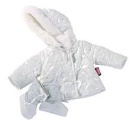 Götz 3402186 combinación Lazo Plateado - Chaqueta Acolchada Ropa para muñecas - Talla. XL - Set de Ropa y Accesorios de 3 Piezas para muñecas de pie de 45 - 50 cm