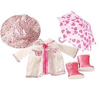 Götz 3402190 combinación Rainy Day - Tiempo de Abril Talla de Ropa para muñeca. XL - Set de Ropa y Accesorios de 5 Piezas para muñecas de pie de 45-50 cm