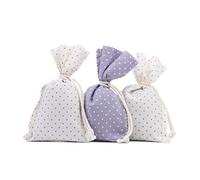 Gözze - 3 bolsitas de lavanda, Bolsa Aroma Lavanda Armario, relleno de flores de lavanda por bolsita, funda de algodón Algodón, 10 x 15 cm - Morado y blanco con lunares