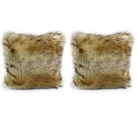 Gözze - Funda de cojín, Elegante Aspecto de Piel, Diseño Zorro, 50 x 50 cm - Marrón/Rojo (Paquete de 2)