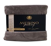 Gözze - Manta acogedora, tacto merino, reversible, alta densidad 600 g/m², 180 x 220 cm - Gris antracita