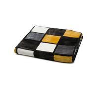 Gözze - Manta suave de alta calidad, Tacto cachemira, Tejido de alto gramaje 500 g/m², Antigua, 150 x 200 cm - Mostaza/Negro/Blanco