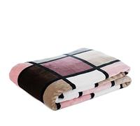 Gözze Manta Suave de, Tacto Cachemira, Tejido de Alto Gramaje 500 g/m², Antigua, 150 x 200 cm - Rosa Malva/Marrón Topo/Rojo Baya