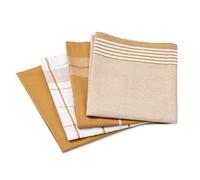 Gözze - Set de paños de cocina, 4 unidades, Tejido Jacquard 100%, Alta densidad de material (200 g/m²), 50 x 70 cm - Mostaza