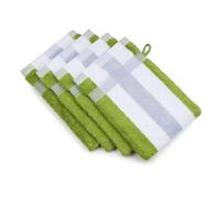 Gözze Waschhandschuh, 4er Set, 17/24 cm, New York Streifen, apfelgrün/weiß/Silber