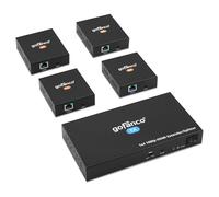 gofanco 1080p 1x4 HDMI Extender Splitter Over CAT5e/6/7 Ethernet Cable - Up to 165ft (50m), HDMI Local Loopout, PoC, EDID, IR Extension, 5.1/7.1ch Audio, Mountable, 1 in 4 out (HDExt4P-Pro, v2.0)