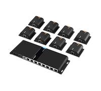 gofanco 1080p 1x8 8 puertos HDMI extensor divisor sobre cable Ethernet CAT5e/CAT6/CAT7 - Extensión IR, hasta 40 m (130 pies) a 1080p 60Hz, 1 entrada 8 salida, HDMI Loopout (HDMIExt8P)