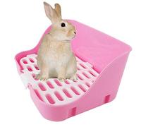 Gofeibao Esquinero Conejo Jaula Conejo Baño Conejo Caja de Arena Inodoro de Conejo Guinea Cerdo Baño Rata de Arena Bandeja Pink