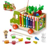 Goffii Montessori - Juguete para niños a partir de 3, 4 y 5 años, 10 en 1, juguete de madera, surtido de juguetes apilables, tema vegetal, juguete de motricidad, regalo para niñas, niños, bebés