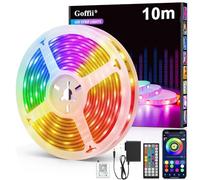 Goffii Tira LED 10 Metros, Luces Led Habitacion RGB Bluetooth Adhesivas con Control Remoto y Inteligente Control de APP, Cambia el Color con la Musica para Decoración de Cocina, Gaming, TV