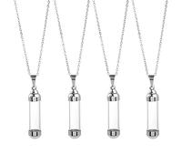 gofidin 4 frascos de cristal con colgante de botella de deseos, joyería de bricolaje, tapa de rosca que se puede abrir, cadena de acero, tarros de abalorios de la suerte para hacer joyas de bricolaje,