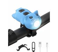 Gofimyee Luz LED para patinete infantil, recargable por USB con sistema de advertencia sonora de cinco tipos, tres modos de iluminación, impermeable y apto para scooters y cochecitos, azul.