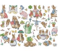 Gofission Kit de punto de cruz estampado de 14 quilates para adultos principiantes, jardín de Peter Rabbit DIY preimpreso, juego de bordado de punto de cruz con accesorios, decoración de pared, 63 x