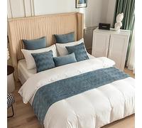 GOFOHIMI Hotel Corredor de Cama Camino de Cama Bufanda Colcha/Funda de Almohada Ropa de Cama Protector Bedroom Decoration Cola de Cama Toalla,Azul neblina,45x180cm(Corredores de Cama Jacquard)