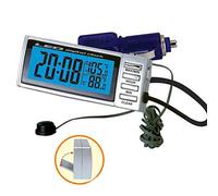 GOFORJUMP 3-en-1 Interior y Exterior del Coche Memoria de Temperatura del Reloj de Temperatura Dual Azul Naranja retroiluminación de Dos Colores Plateado