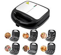 Gofrera 6 en 1 con Placas Intercambiables para Donuts Sándwiches | Máquina versátil para magdalenas y pasteles de nueces, ideal para cocinas domésticas, cafeterías y uso comercial