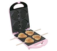 Gofrera Bestron, para gofres en forma de corazón con mango, gofrera con revestimiento antiadherente para gofres en forma de corazón, Colección Sweet Dreams, 780 vatios, color: rosa